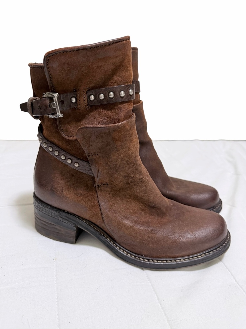 A.S.98 Italian Leather Boot Stud Ankle Straps Size 38 EU 7.5-8 US